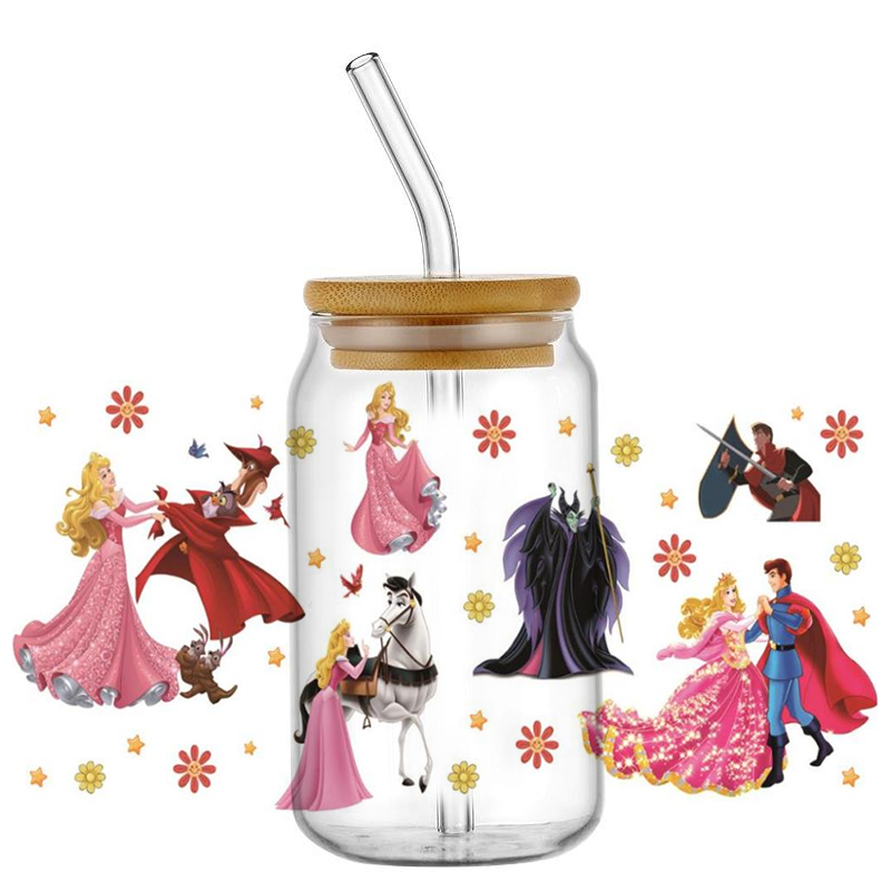 Coffee And Tea Glass - Stiker UV DTF Desain Putri Aurora