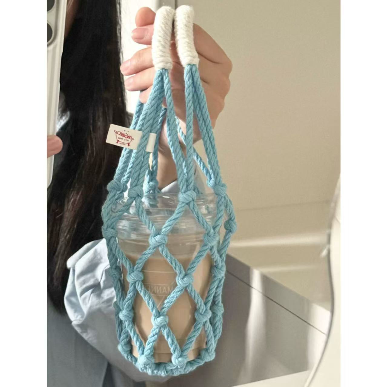 Coffee Tea Knits - 2 Buah Tas Tempat Cangkir Macrame