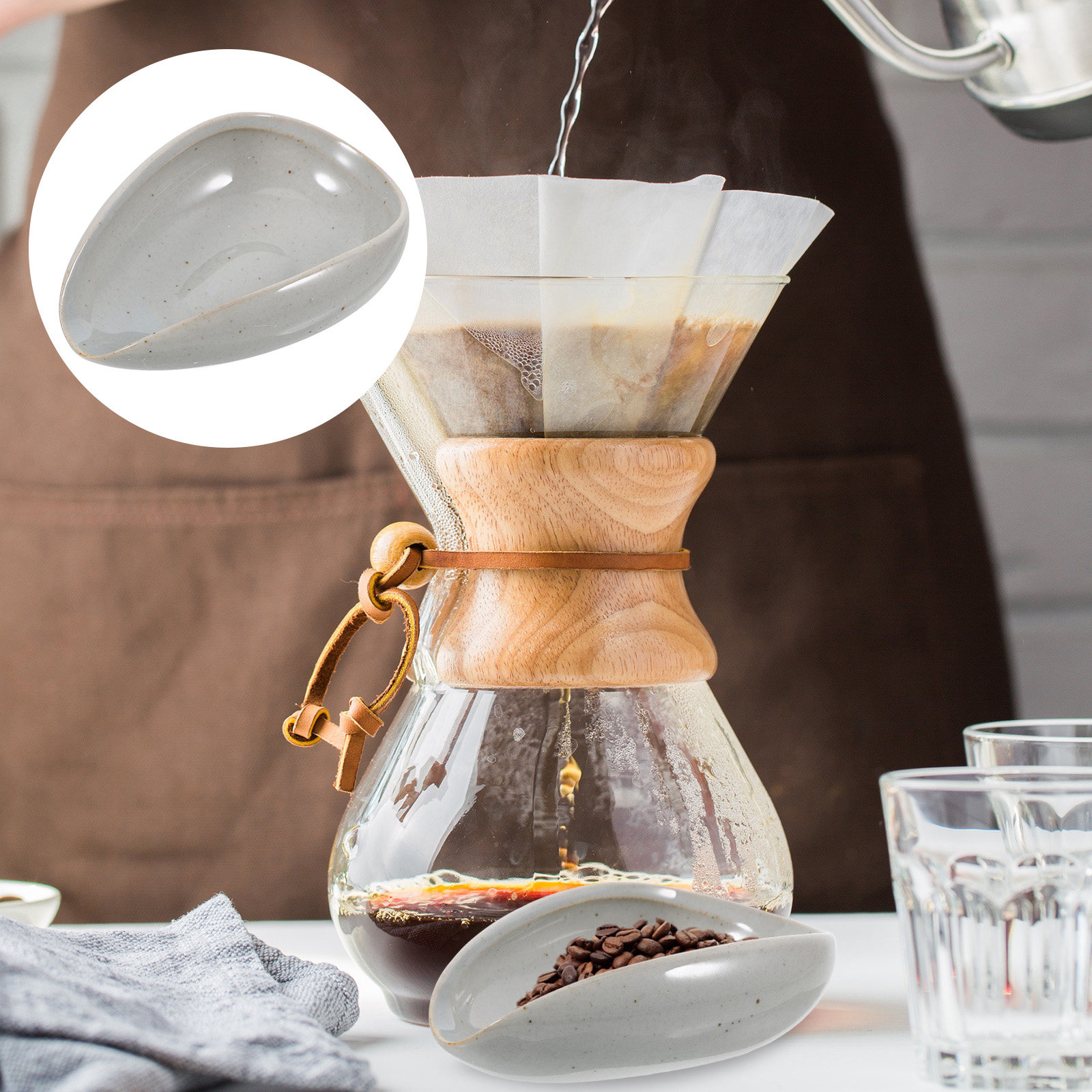Coffee Leaves Tea - Nampan Keramik untuk Biji Kopi, Cangkir