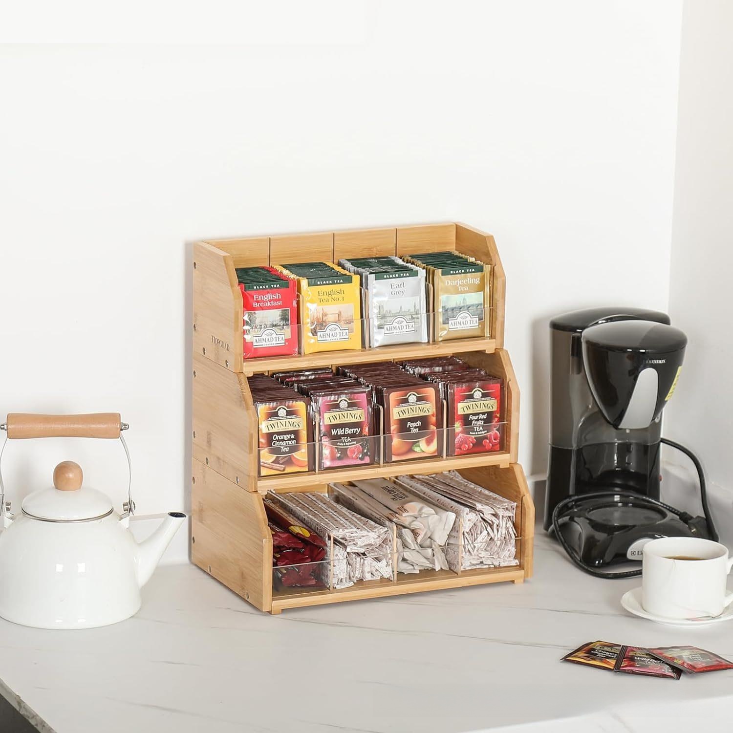 Coffee Tea Room - Kotak Penyimpanan Kantong Teh Bambu Rak