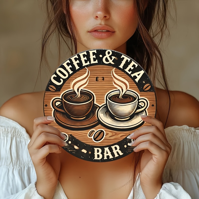 Coffee And Tea Bar - [2D Flat] Papan Nama Aluminium untuk
