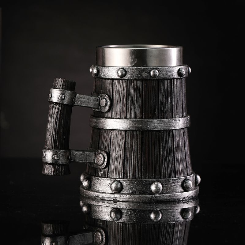 Coffee And Tea Bar - Gelas Bir Motif Kayu Resin Stainless