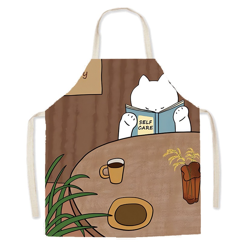 Celemek Cetak Kucing Putih Luc - Coffee Tea Knits ulasan dan harga