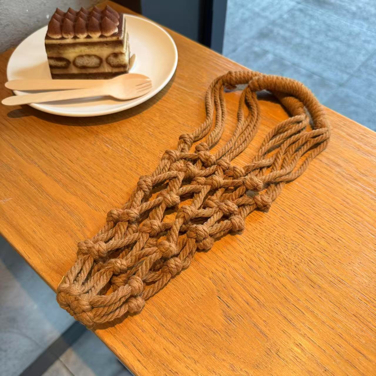 Tas Tempat Cangkir Macrame Bua - Coffee Tea Knits ulasan dan harga