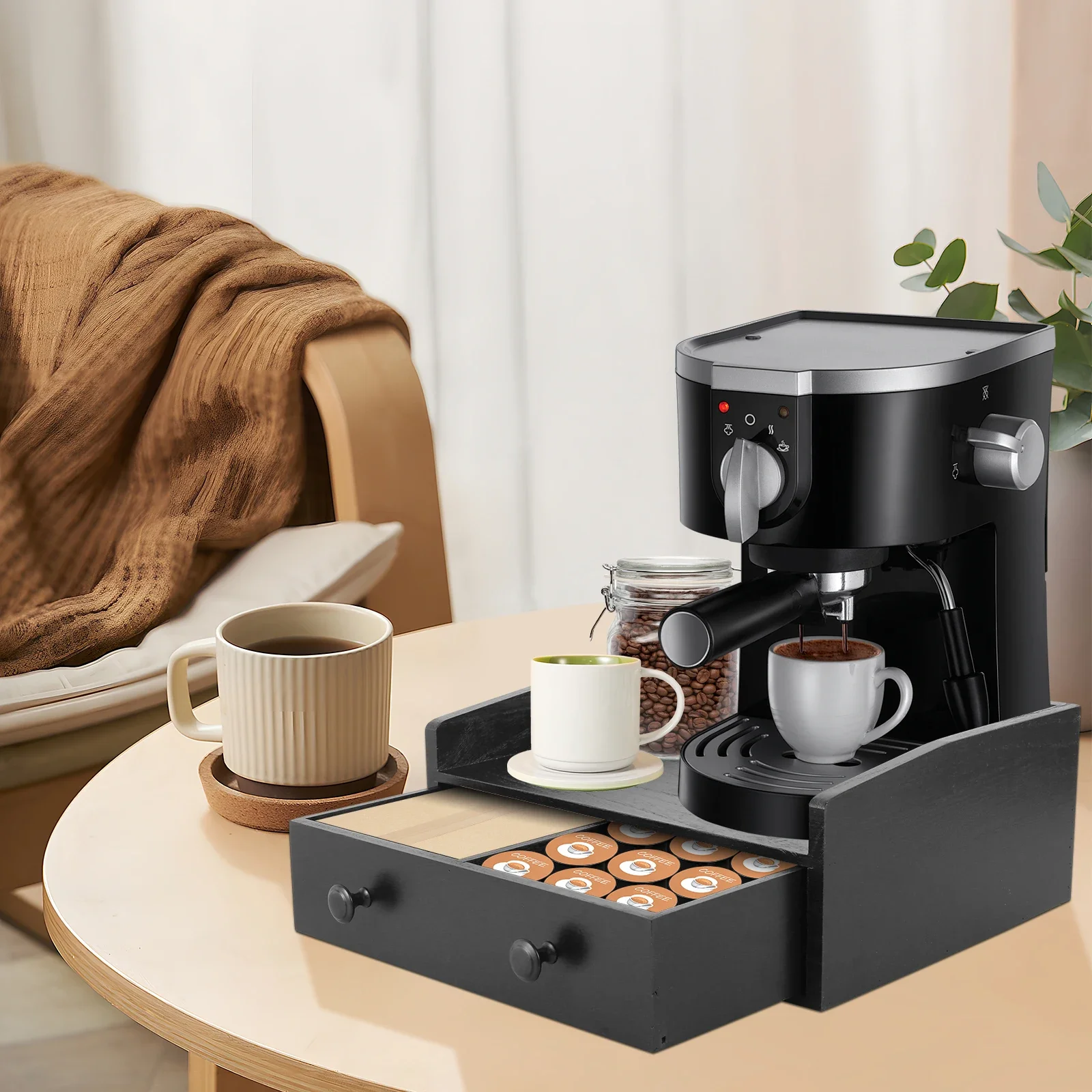 Laci Dasar Mesin Kopi Kayu, La - Coffee Tea Drawer Organizer ulasan dan harga