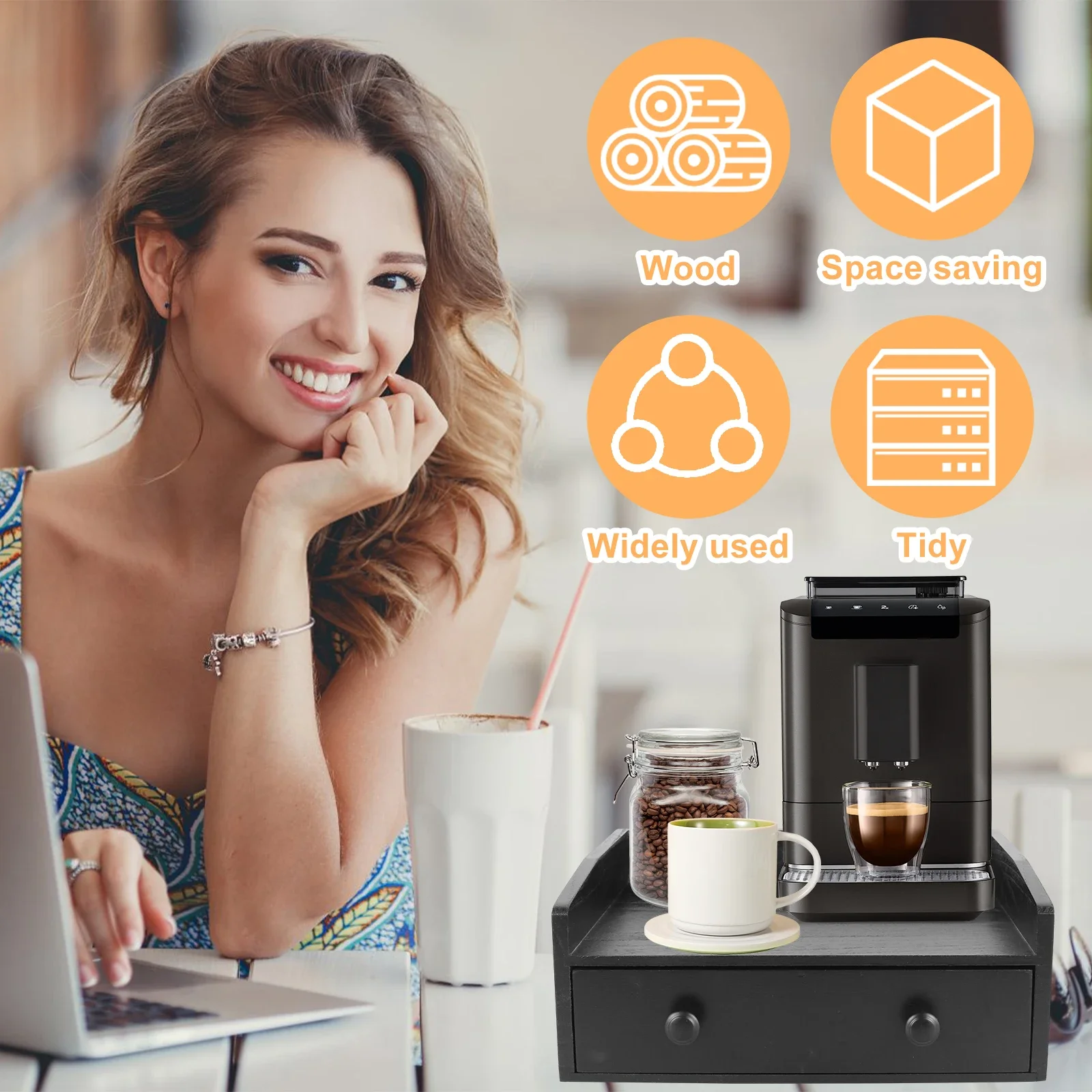 Laci Dasar Mesin Kopi Kayu, La - Coffee Tea Drawer Organizer ulasan dan harga