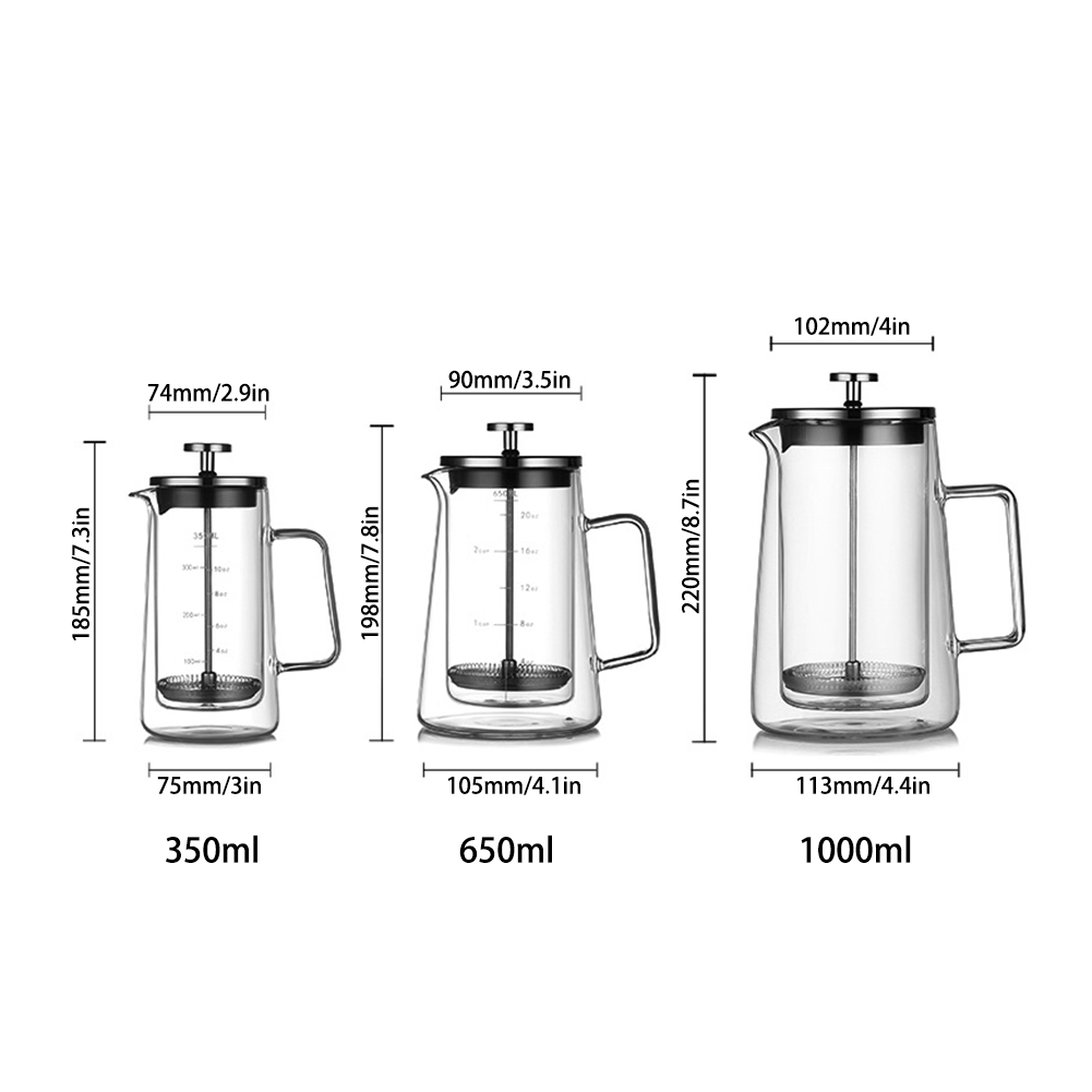Teko French Press Dua Lapis da - Coffee And Tea Glass ulasan dan harga