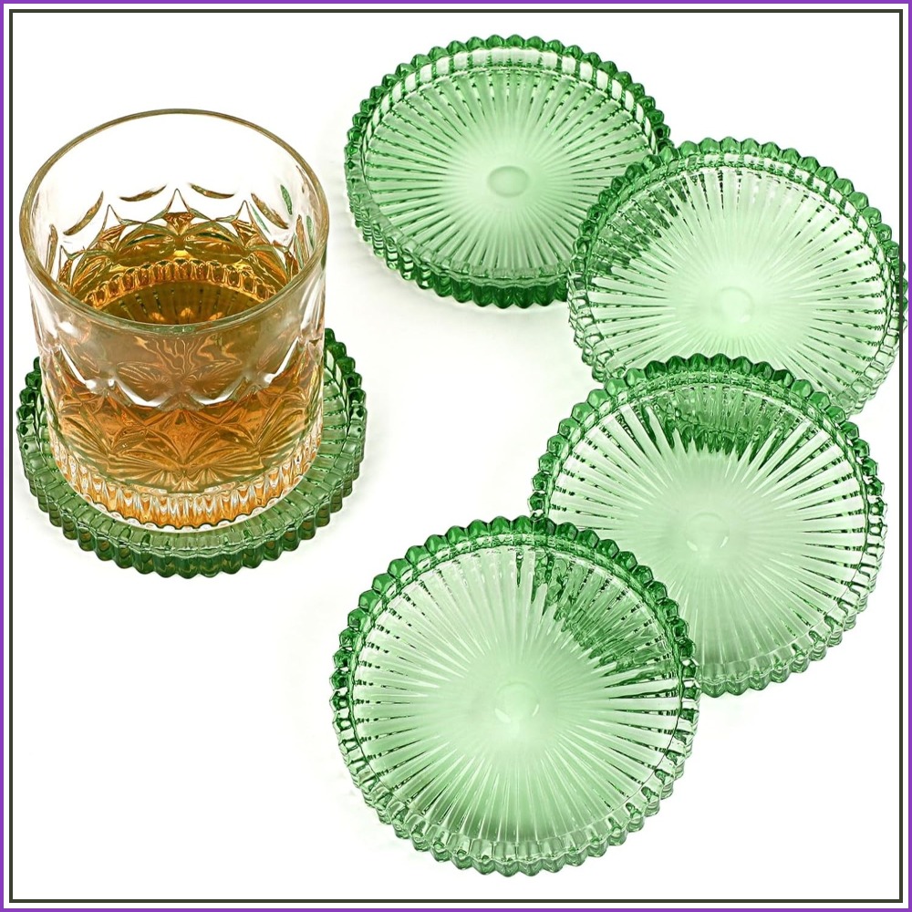 Set Tatakan Gelas Kaca Transpa - Coffee Tea Images ulasan dan harga