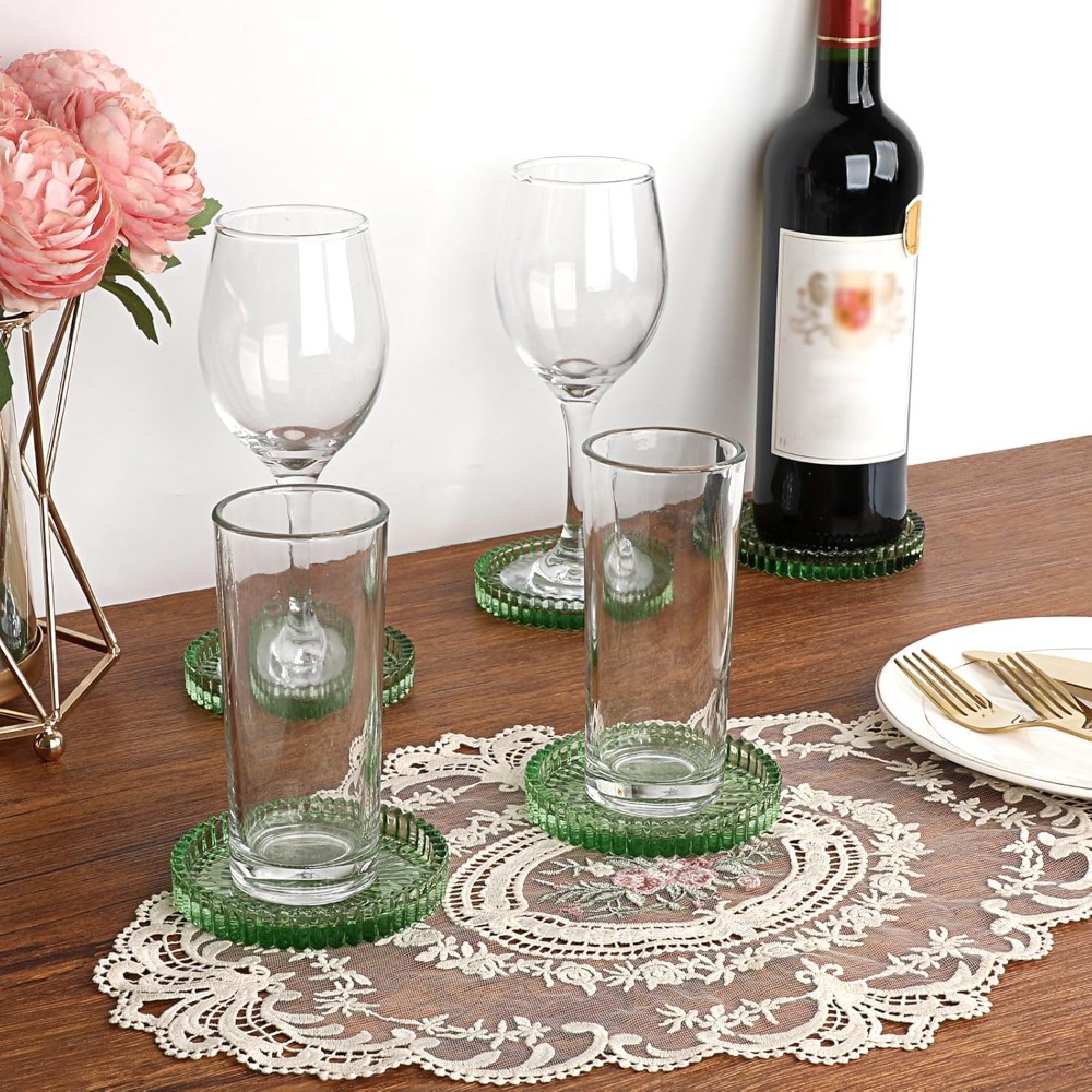 Set Tatakan Gelas Kaca Transpa - Coffee Tea Images ulasan dan harga