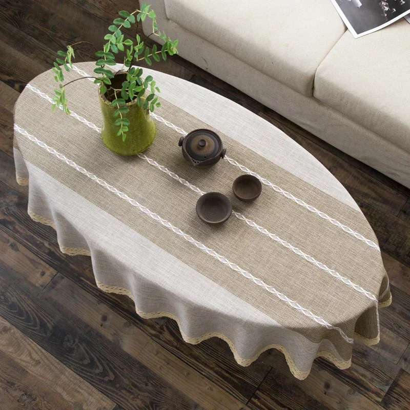 Taplak Meja Oval Katun dan Lin - Coffee Tea Knits ulasan dan harga