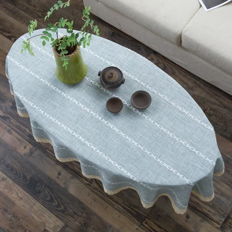 Taplak Meja Oval Katun dan Lin - Coffee Tea Knits ulasan dan harga