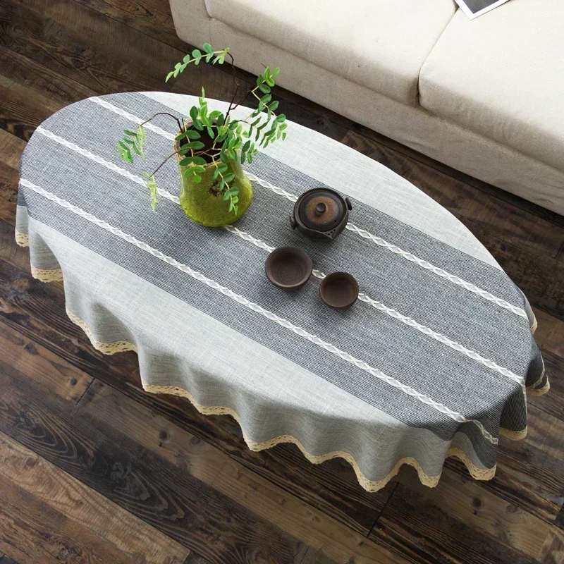 Taplak Meja Oval Katun dan Lin - Coffee Tea Knits ulasan dan harga