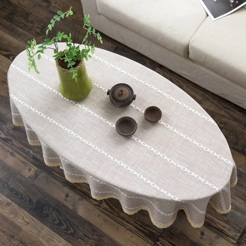 Taplak Meja Oval Katun dan Lin - Coffee Tea Knits ulasan dan harga